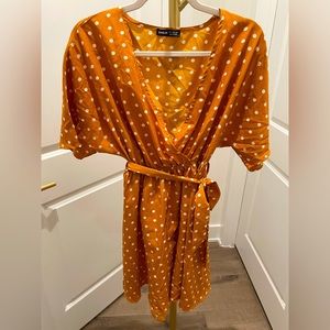 SHEIN | Mustard Polka Dot Mini Dress | Size 4
